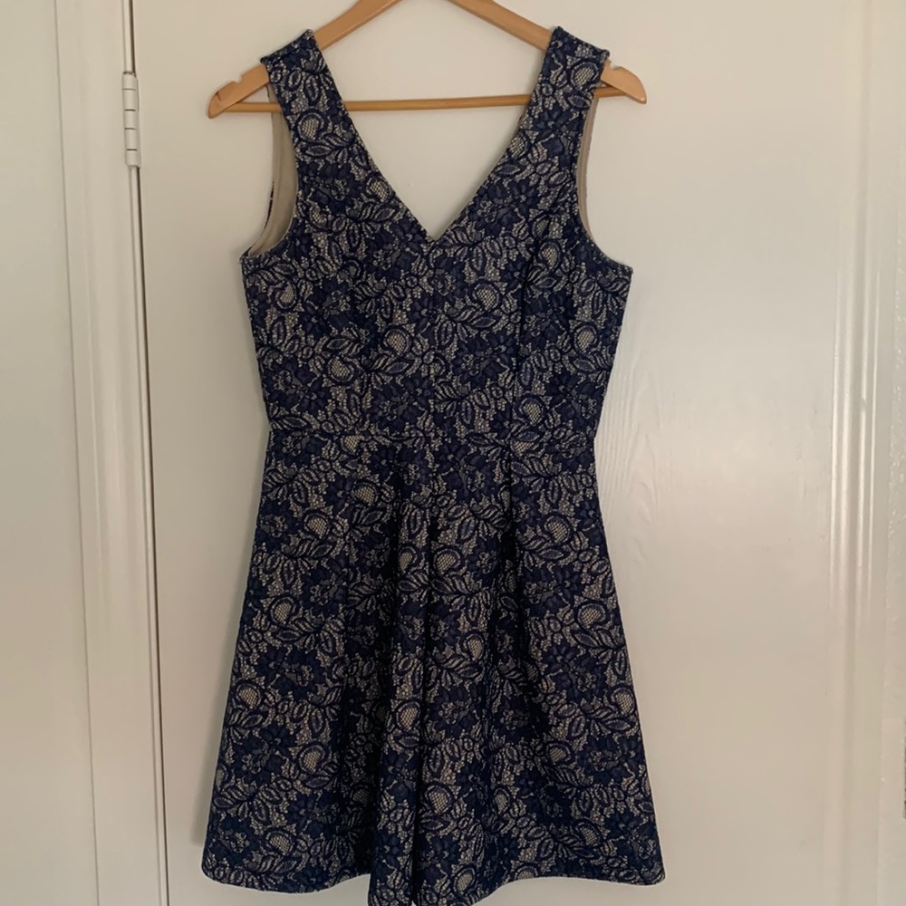Navy/ Cream lacy pattern dress